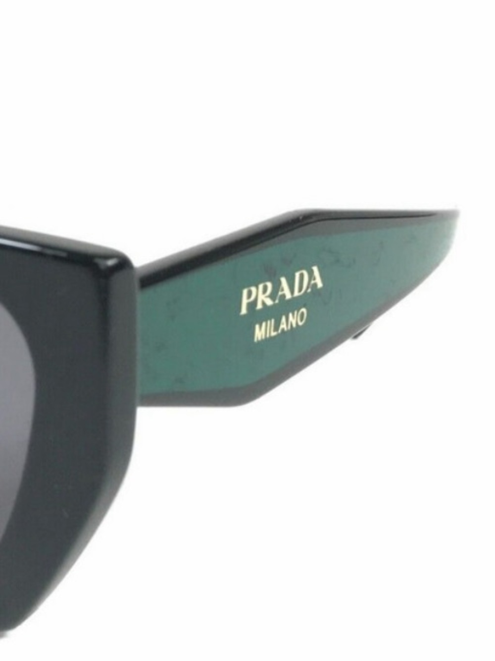 Prada Black Frame with Dark Green Temple Cat Eye Sunglasses